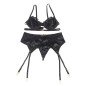 SUBBLIME - ENSEMBLE 3 PIÈCES SOUTIEN-GORGE + STRING + JARRETIÈRE DENTELLE NOIR S/M SUBBLIME - ENSEMBLE 3 PIÈCES SOUTIEN-GORGE + STRING + JARRETIÈRE DENTELLE NOIR S/M