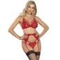 SUBBLIME - 3 PIECE SET BRA + THONG + LACE GARTER RED S/M SUBBLIME - 3 PIECE SET BRA + THONG + LACE GARTER RED S/M