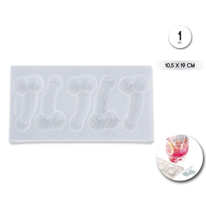 DIABLO PICANTE - PENIS SHAPED ICE MOLD 5 CAVITIES DIABLO PICANTE - PENIS SHAPED ICE MOLD 5 CAVITIES
