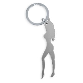 DIABLO PICANTE - KEYRING WITH FEMALE SILHOUETTE IN SILVER COLOR WITH BEER OPENER