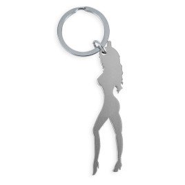DIABLO PICANTE - PORTE-CLÉS AVEC SILHOUETTE FÉMININE ARGENTÉE AVEC DÉCAPOTEUR