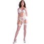 CHILIROSE - CR 4862 ENSEMBLE SOUTIEN-GORGE, PORTE-JARRETELLES, STRING ET BAS EN DENTELLE BLANCHE L