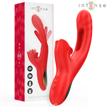 INTENSE - JESSICA VIBRATEUR MULTIFONCTION STIMULATION CLITORIS 24,8 CM ROUGE