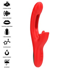 INTENSE - JESSICA VIBRATORE MULTIFUNZIONE STIMOLAZIONE CLITORIDE 24,8 CM ROSSO
