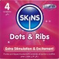 SKINS - PACK DE 4 PRÉSERVATIFS PREMIUM DOTS RIBS
