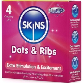 SKINS - DOTS RIBS PREMIUM-KONDOME 4ER-PACK