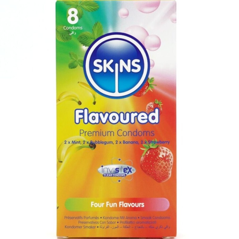 SKINS - PRESERVATIVI MULTIGUSTO PREMIUM CONFEZIONE DA 8 SKINS - PRESERVATIVI MULTIGUSTO PREMIUM CONFEZIONE DA 8