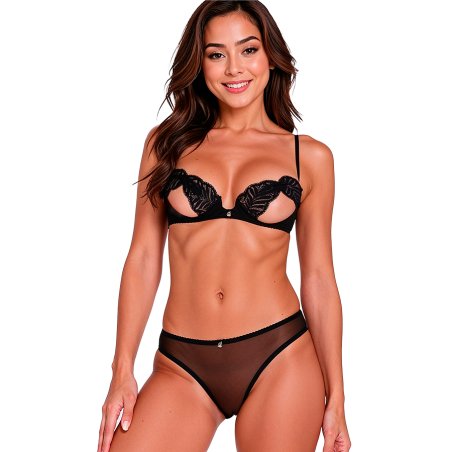 PASSION - INTIMARI BH + HÖSCHEN SET SCHWARZ L/XL