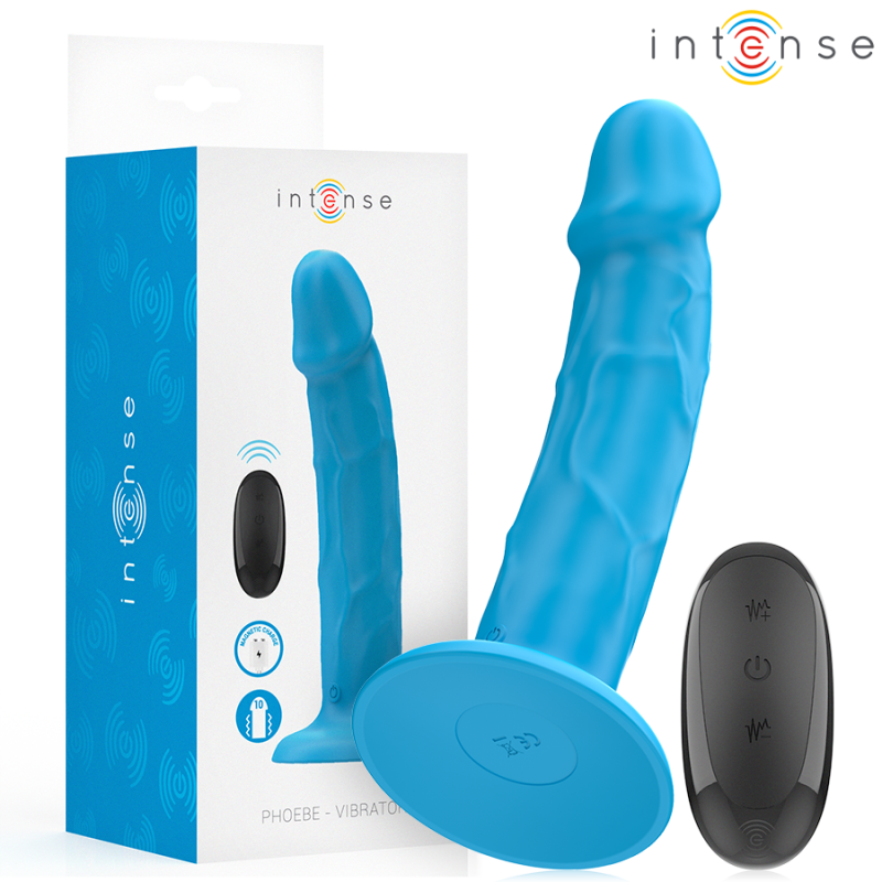 INTENSE - PHOEBE VIBRATORE REALISTICO 10 VIBRAZIONI TELECOMANDO BLU INTENSE - PHOEBE VIBRATORE REALISTICO 10 VIBRAZIONI TELECOMANDO BLU