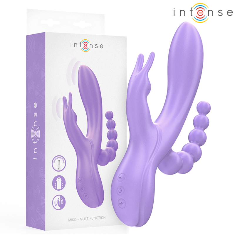 INTENSE - MIKO TRIPLE VIBRATOR RABBIT STIMULATOR ANAL 7 VIBRATIONS PURPLE