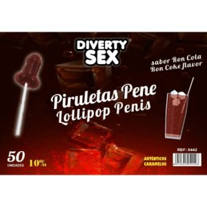 DIABLO GOLOSO - 50 SUCETTES PÉNIS SAVEUR RON COLA 10% ALCOOL