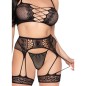 LEG AVENUE - 89359 ENSEMBLE TOP + STRING + PORTE-JARRETELLES ROUGE - TAILLE UNIQUE