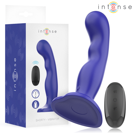 INTENSE - SHORTY VIBRATOR MIT SAUGNÄPFEN BLAU FERNBEDIENUNG