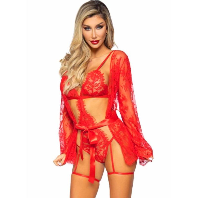 LEG AVENUE - 86123 SET VESTAGLIA TEDDY + GIARRETTIERA ROSSO TAGLIA S LEG AVENUE - 86123 SET VESTAGLIA TEDDY + GIARRETTIERA ROSSO TAGLIA S